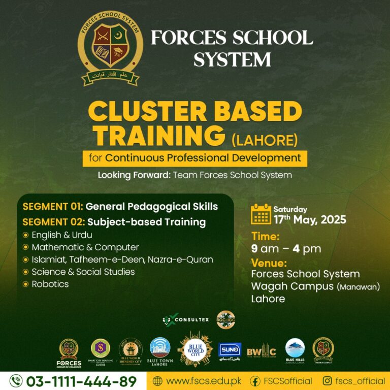 Forces School System Hosts Cluster Based Training in Lahore for Continuous Professional Development
